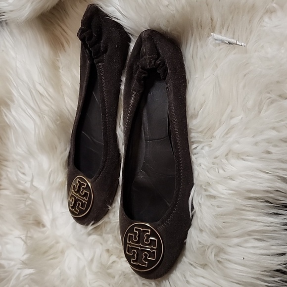 Tory Burch brown suede Reva flats 8 - Picture 2 of 10